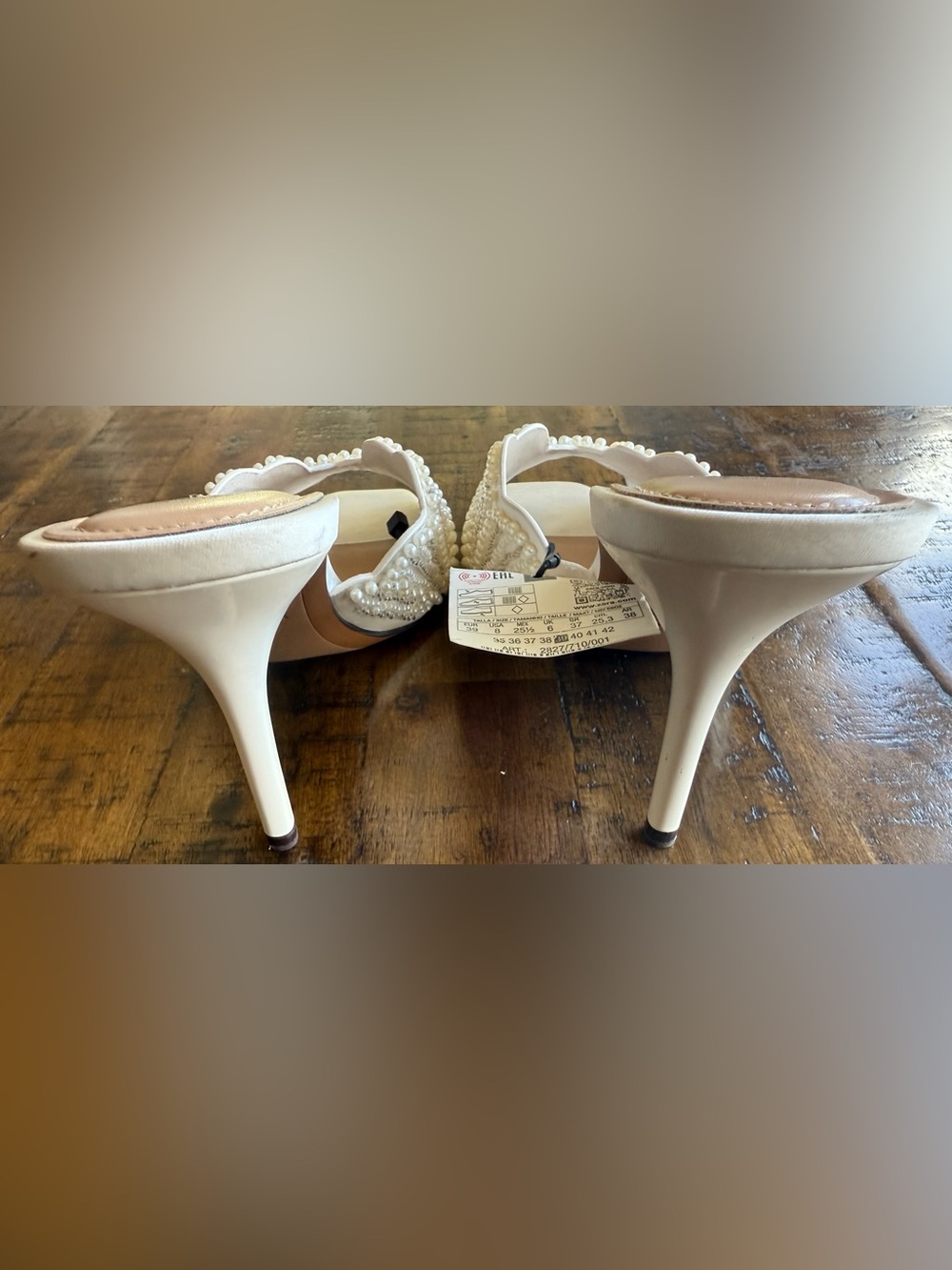 ZARA Backless Pearl Heeled Sandals NWT • White Mule • Size 8 • Wedding & Brides - Picture 6 of 12